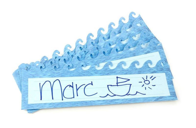 Hygloss Products Die-Cut Name Plate - Great Teaching Tool - Perfect for Labeling in Classroom & Other Uses - Ocean Waves - 9.5 x 3 inches -(45557), Medium, Blue, 30 Count - Image 1